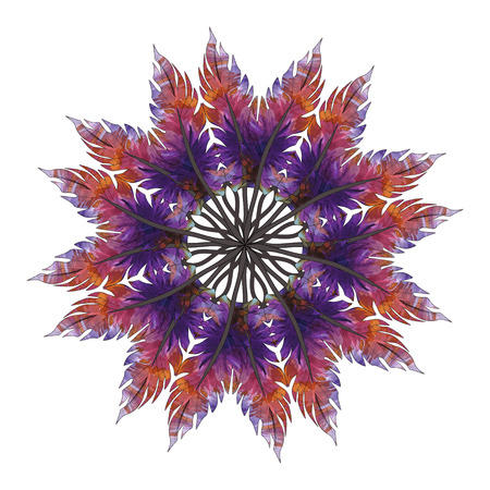 Mandala. Round Ornament pattern background with abstract feathers. Vector.のイラスト素材