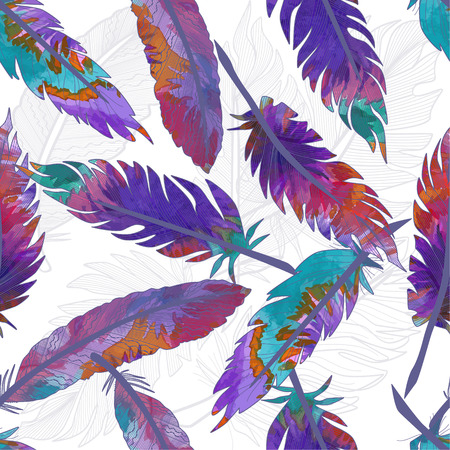 Seamless pattern with abstract feathers. Vector illustration.のイラスト素材