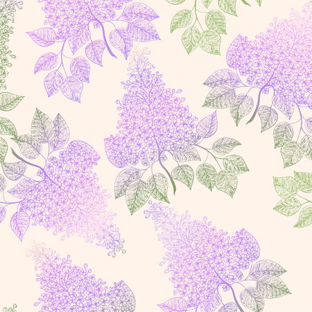 Beautiful seamless pattern with Lilac flowers. Vector illustration. EPS 10のイラスト素材