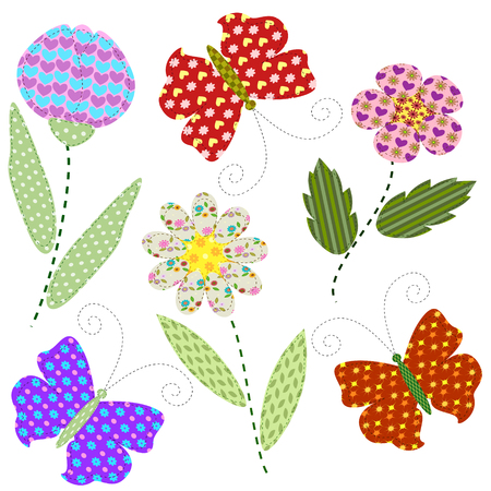 Cute retro elements. Applique of tissue. In the children's style. For your design.Vector illustration. EPS 10のイラスト素材