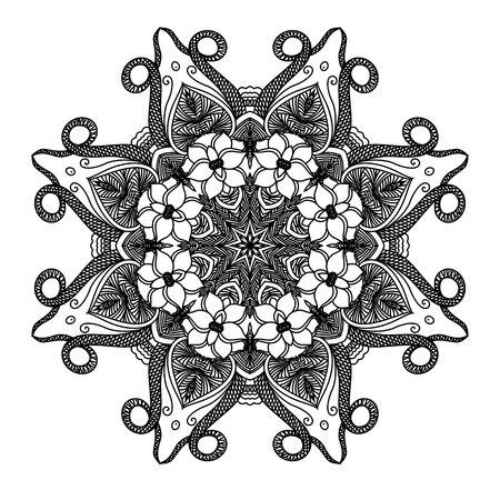 Vector mandala. Abstract calligraphic element for your design, lace ornament. Round pattern in oriental style.のイラスト素材