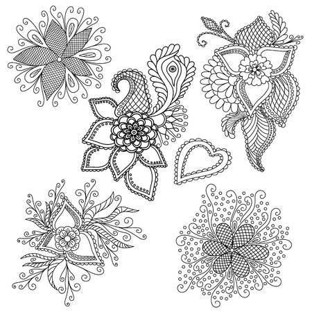 Set of hand drawn doodle element in vector. Ethnic design. Black on white. vector illustration. EPS 10のイラスト素材