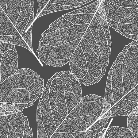 Seamless pattern with leaves. Vector illustration. Black and white.のイラスト素材