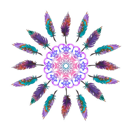 Mandala. Ethnic decorative element. Vector illustration for your design.のイラスト素材
