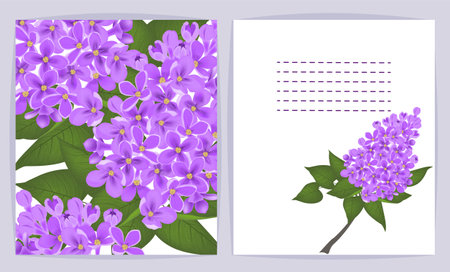 Card with lilac flowers. Template for laser cutting, plotter cutting and engraving. Vector illustration.のイラスト素材