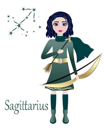 Sagittarius astrological zodiac sign, vector illustrationのイラスト素材