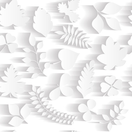 Seamless pattern with white flowers and leaves on a white backgroundのイラスト素材