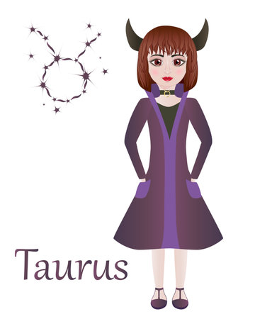 Taurus astrological sign. Cartoon style. Vector illustration.のイラスト素材