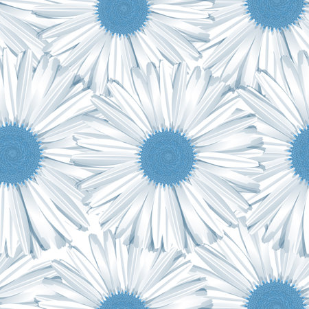 Seamless pattern with white daisies. Vector illustration.のイラスト素材