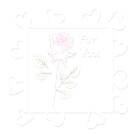 Pink rose on a white background with hearts. Valentine's Day.のイラスト素材