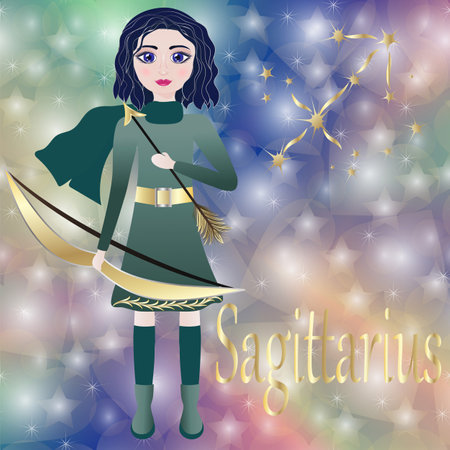 Christmas card with the image of the astrological sign Sagittariusのイラスト素材