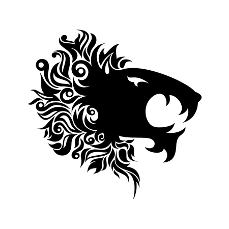 Vector Logo Lion Head. Patterned designのイラスト素材