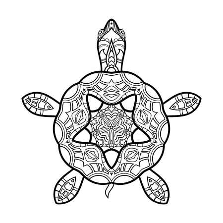 Vector Tribal Decorative Turtle. Isolated Animal On White Backgroundのイラスト素材