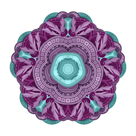 Vector Beautiful Mandala. Circle Abstract Object Isolated On White Background. Ethnic Decorative Round Elementのイラスト素材