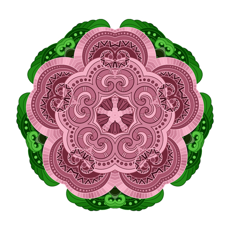 Vector Beautiful Mandala. Circle Abstract Object Isolated On White Background. Ethnic Decorative Round Elementのイラスト素材