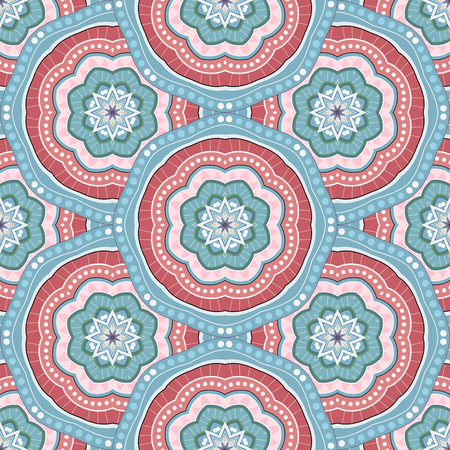 Vector Seamless Pattern In Color For Your Design. Printable Coloring Pages. Hand Drawn Decorative Scalesのイラスト素材