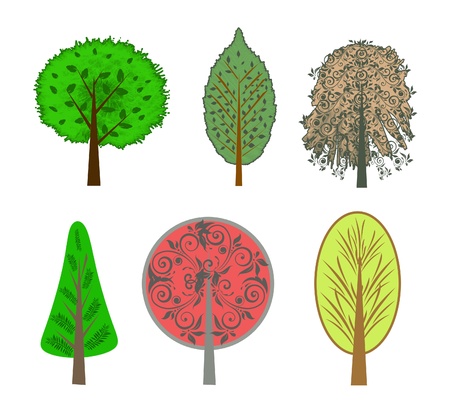 illustration set of treesの写真素材