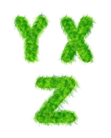  illustration of letters of the alphabet out of the grass on a white background の写真素材