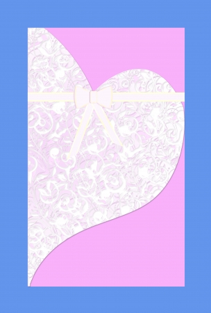 illustration - soft pink wedding card with ribbonの写真素材