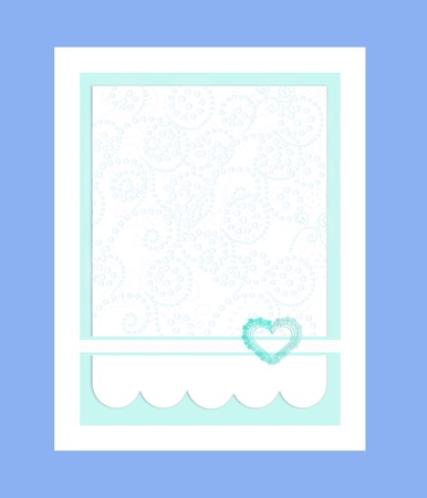 illustration - turquoise wedding card with ribbon and beaded patternの写真素材