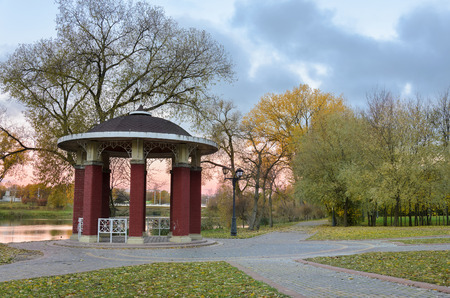 Arbor in the morning park. Autumn colorsの写真素材