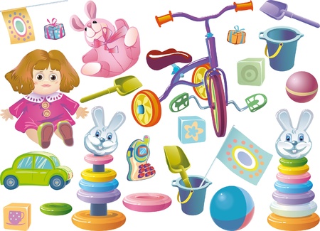 Set of children's toys for younger age.のイラスト素材