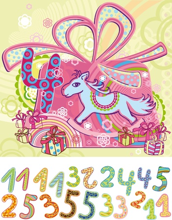festive greetings for a girl from one to five yearsのイラスト素材