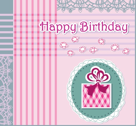 Greeting card with happy birthday  Openwork background のイラスト素材