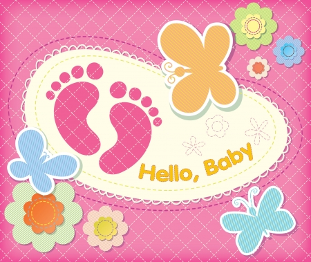 vector festive backdrop of flowers and butterflies  Stitches from the thread  welcome to girl のイラスト素材