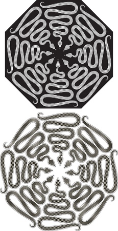 pattern of snakes  Black-and-white sign in form octahedral のイラスト素材