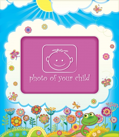 Frame for baby photo  Spring in the year of the Snake のイラスト素材