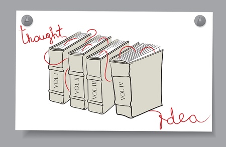 Of a card - the general idea and thought permeate volumes of books のイラスト素材