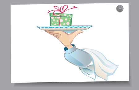 Of a card - the person is present on the plate  The order for the holiday のイラスト素材