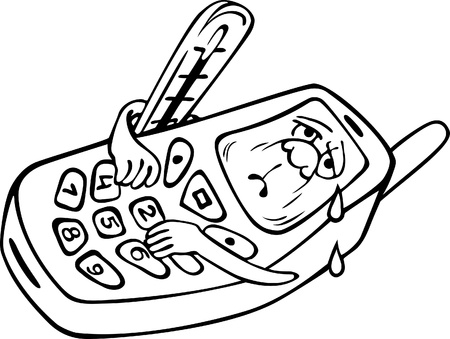 Old mobile phone model is broken. caricature.のイラスト素材