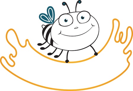 Contour drawing bees and sheets for text のイラスト素材