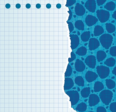 Torn sheet of notebook on the background of falling autumn leaves のイラスト素材