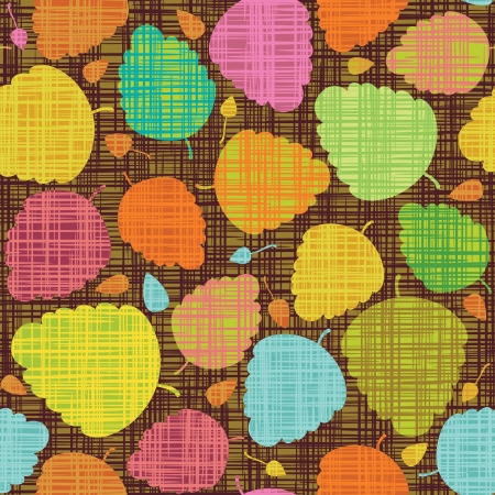Seamless background. Silhouettes of autumn leaves with the texture of fabric.のイラスト素材