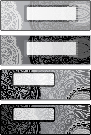 Vector decorative options horizontal backgrounds for flyers  black-white のイラスト素材