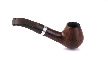 Vintage tobacco pipe  isolated in white backgroundの写真素材