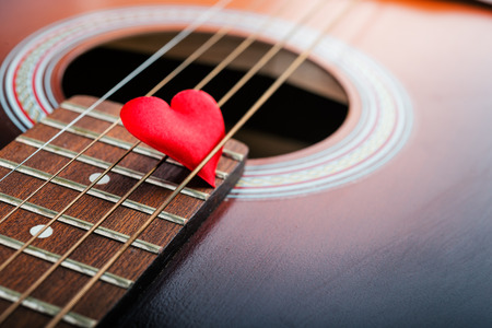 detail of guitar with heart.  shallow depth of fieldの写真素材