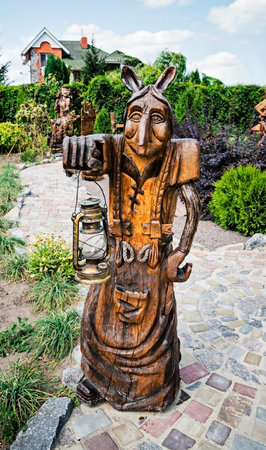 folk character with lampの写真素材