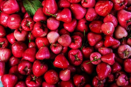Fresh  rose apple fruit,  jambu at a market, healthy foodの写真素材