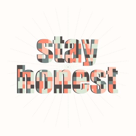 Modern alphabet with lettering typography stay honest for banner design. Fashion design. Summer print. Retro font. Isolated vector design. Creative banner, label .のイラスト素材