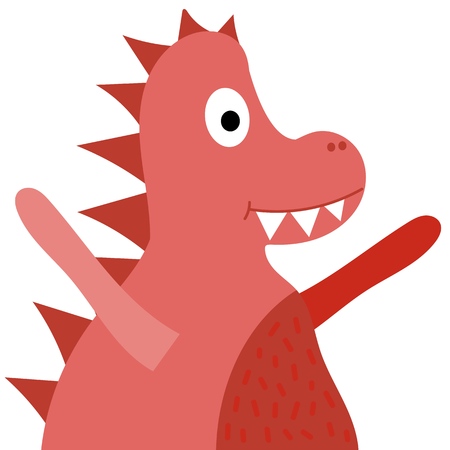 cute dinosaur red color, vector illustration for children's, kids fashion, games, t-shirts, booksのイラスト素材