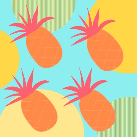 Memphis style design. Memphis, great design for any purposes. Nature backdrop. Geometric print. Pineapple fruit. Memphis pattern background. Sacred geometry background. Bright color. vectorのイラスト素材