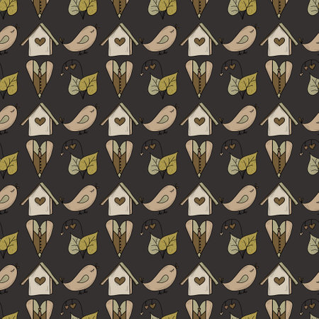 Digital seamless pattern hearts, flowers, butterflies for invitations, textiles, packaging paperの写真素材