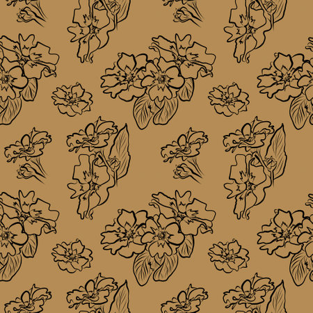 Spring flowers collection of seamless pattern drawing 56の写真素材
