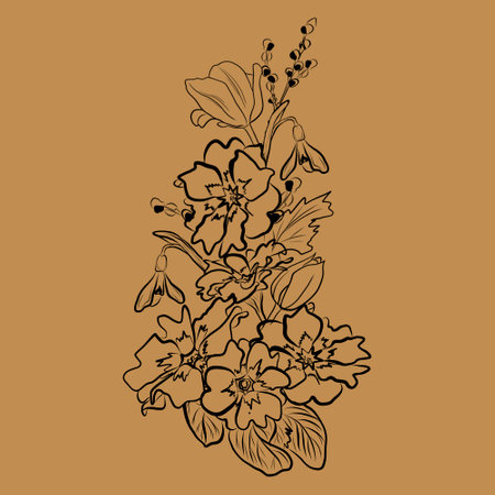 Spring flowers vertical composition retroの写真素材