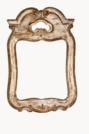 white vintage frame 19th century in the art Nouveau style on isolated backgroundの写真素材