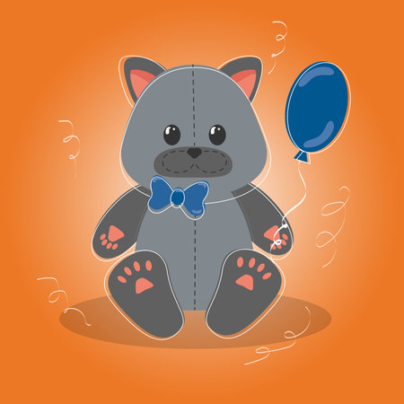 Birthday cat toy balloon boyの写真素材